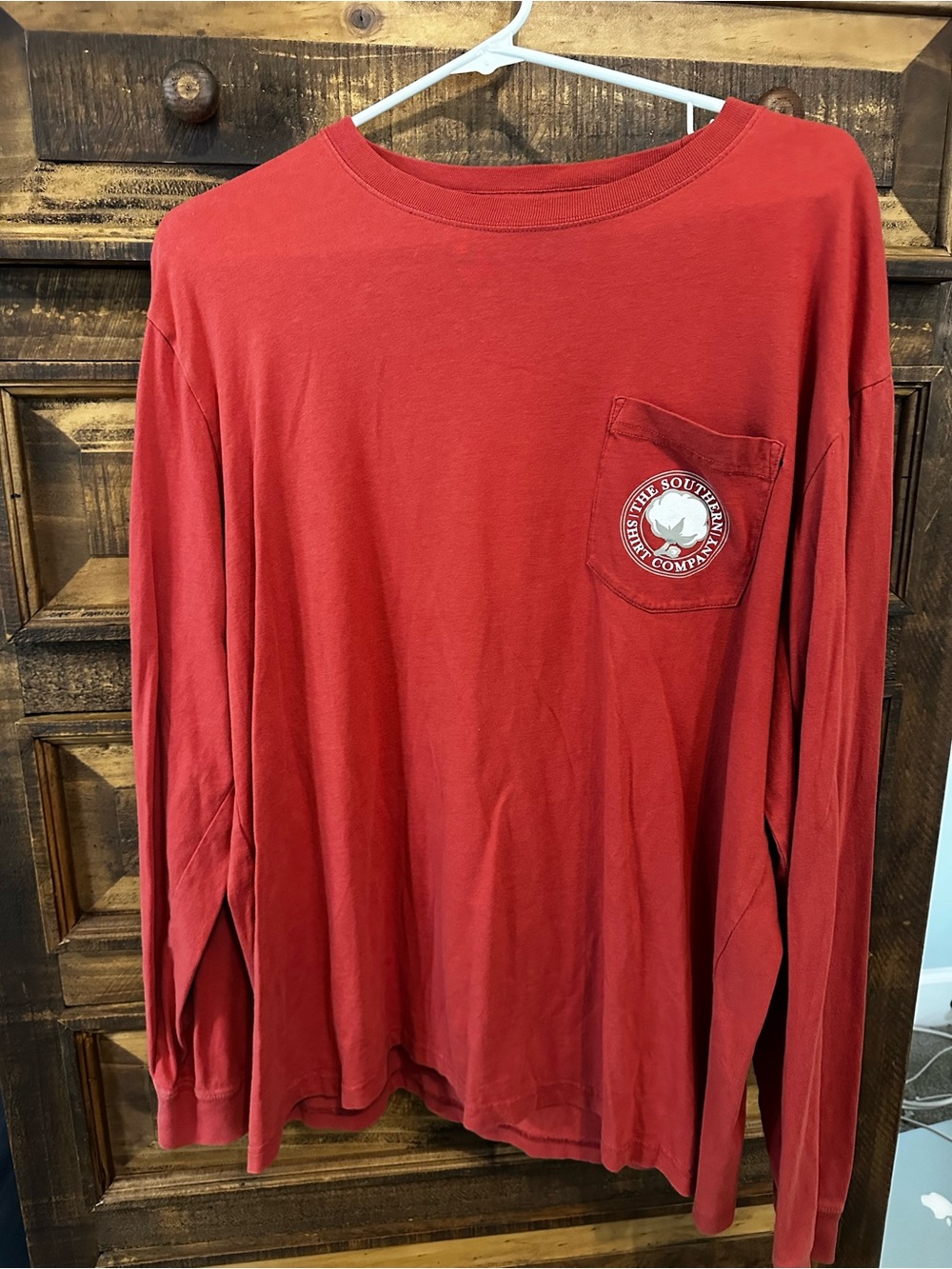 The Southern Shirt Company Red Long-Sleeve Pocket Tee